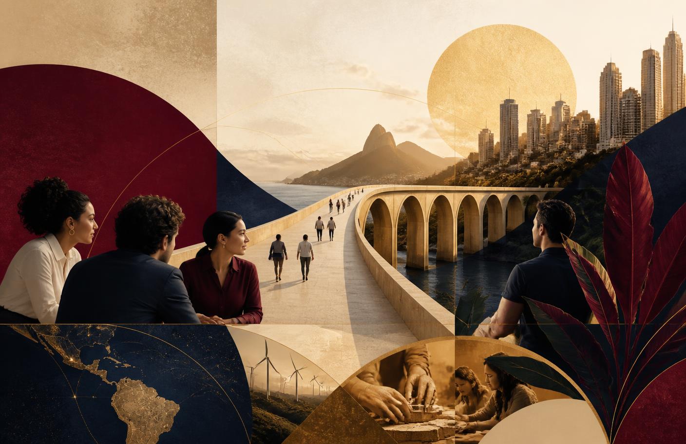Collage editorial sobre construir el futuro de Iberoamérica
